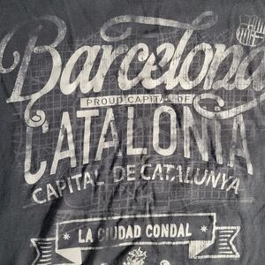 Y2K Vintage Fox Originals Washed Dark Grey Barcelona Graphic T-Shirt 100% Cotton